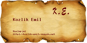 Kozlik Emil névjegykártya